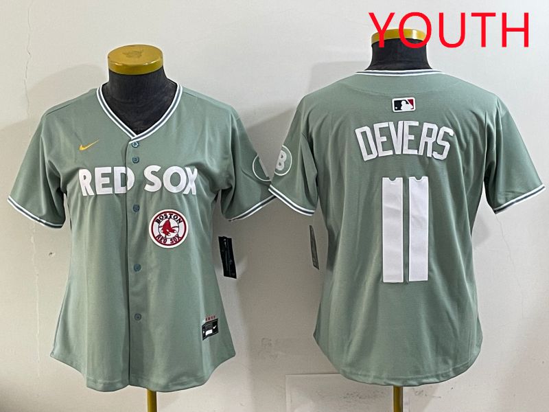 Youth 2025 Boston Red Sox #11 Devers Light Green Joint Name Nike MLB Jersey style 11->youth mlb jersey->Youth Jersey